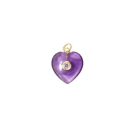 Small Amethyst Heart Charm