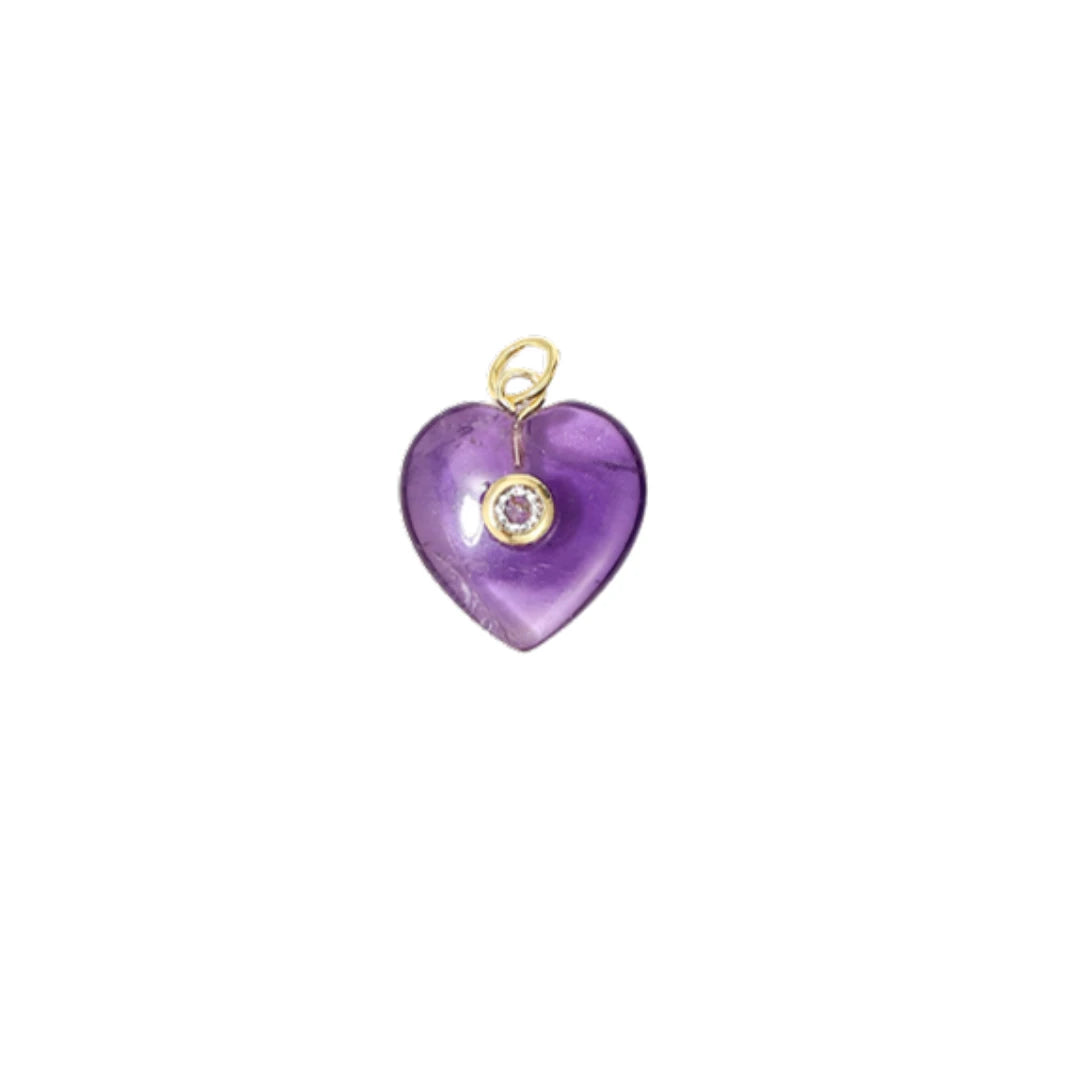 Small Amethyst Heart Charm