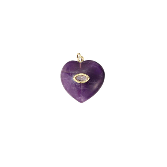 Large Amethyst Heart Charm
